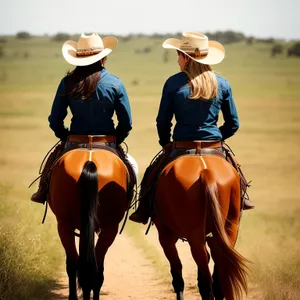 Wild West Wrangler Riding on Stallion