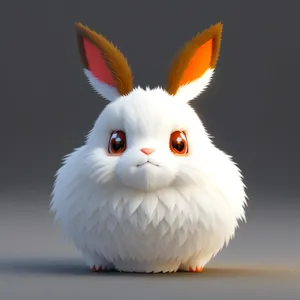Fluffy White Bunny with Adorable Ears