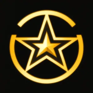 Golden Round Icon: Shiny Black Circle Symbol