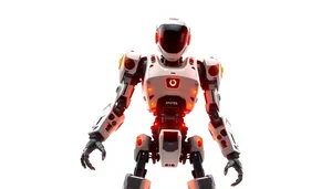 Futuristic male robot plaything character in 3D technology