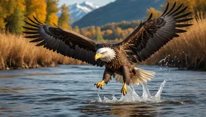 Bald Eagle in Flight with Sharp Vision