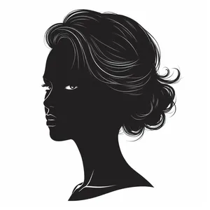 Black silhouette of cartoon animal with unique haircut design.
