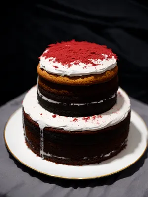 Gourmet Chocolate Cake with Fruit and Cream