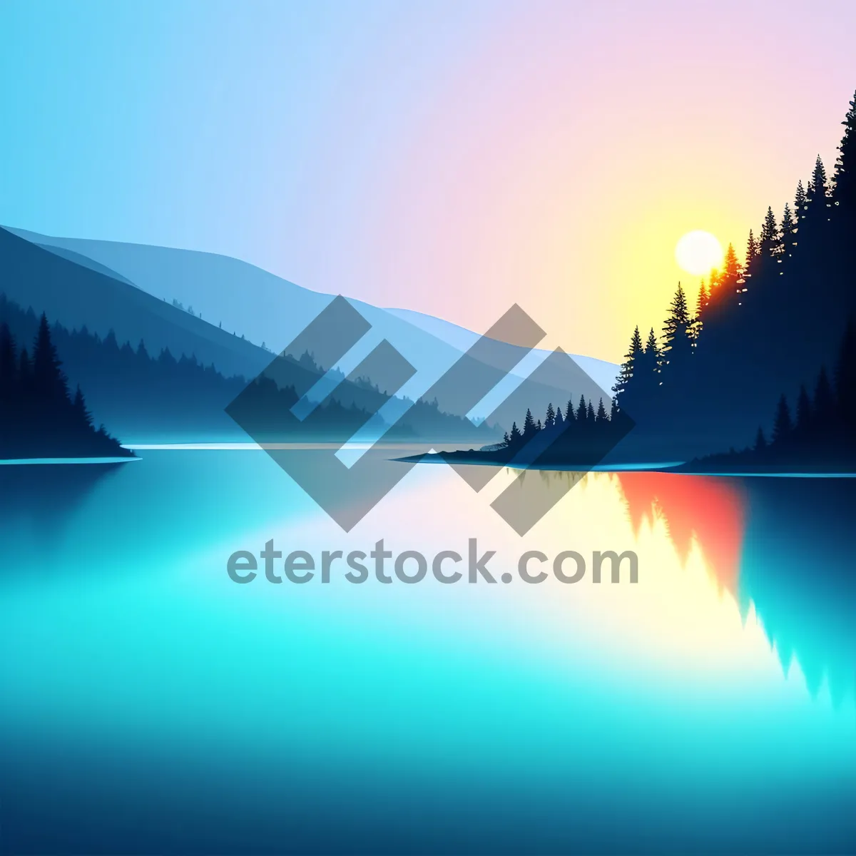 Picture of Serene Sunset Over Sparkling Lake