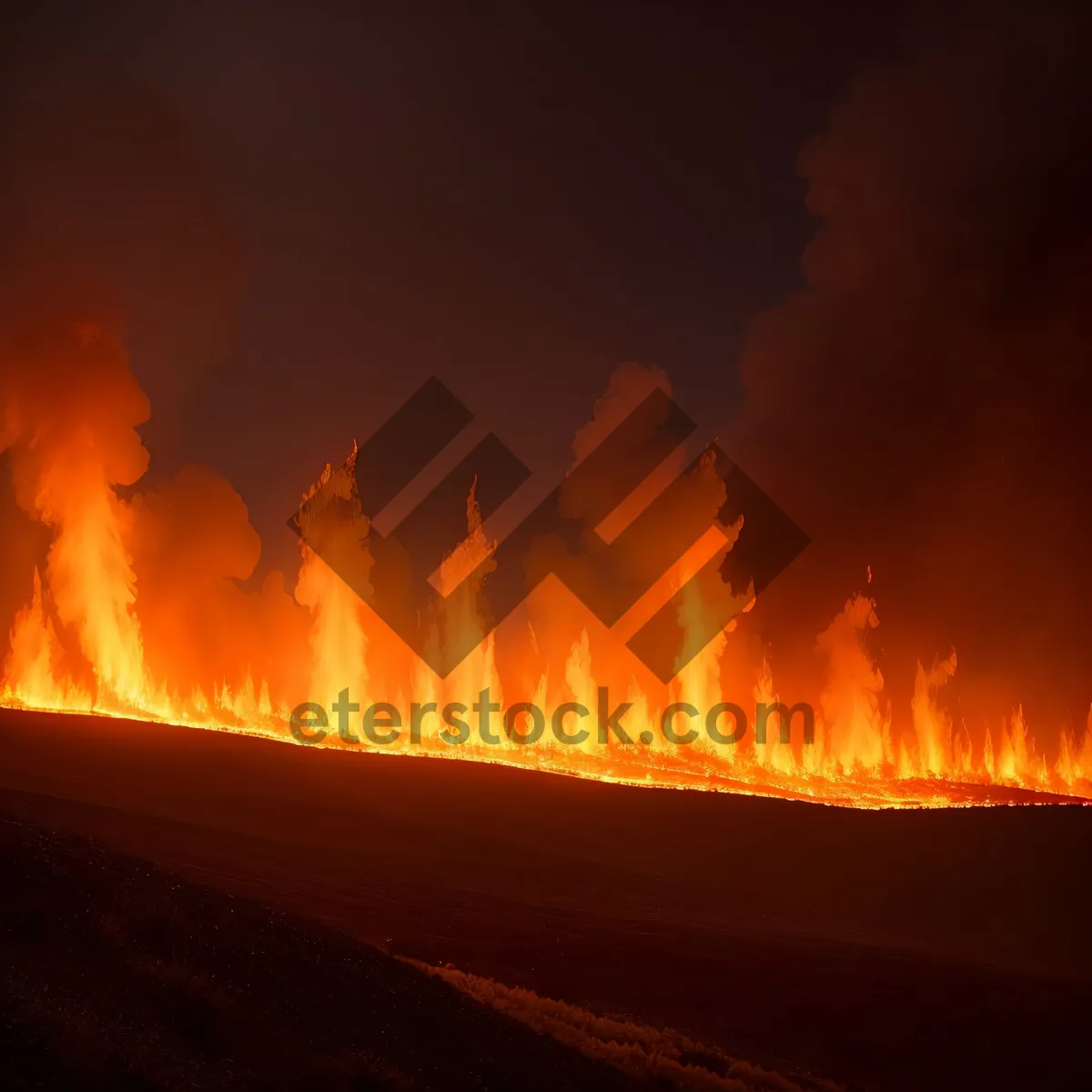 Picture of Fiery Flames Engulfing a Campfire in Blazing Heat