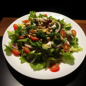 Healthy Vegetable Salad with Cheese and Fresh Tomatoes