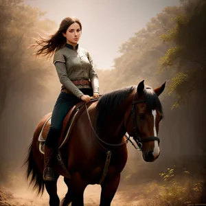 Professional equestrian riding a majestic stallion.