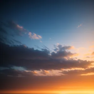 Golden Summer Sky and Fluffy Clouds