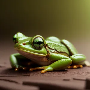 Vibrant Eyed Tree Frog with Bulging Orange Eyes