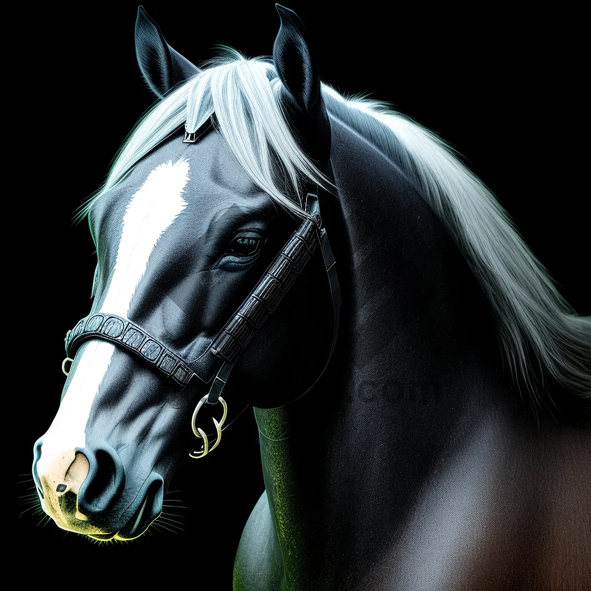 Picture of Equestrian Black Horse Body with Snaffle Bit