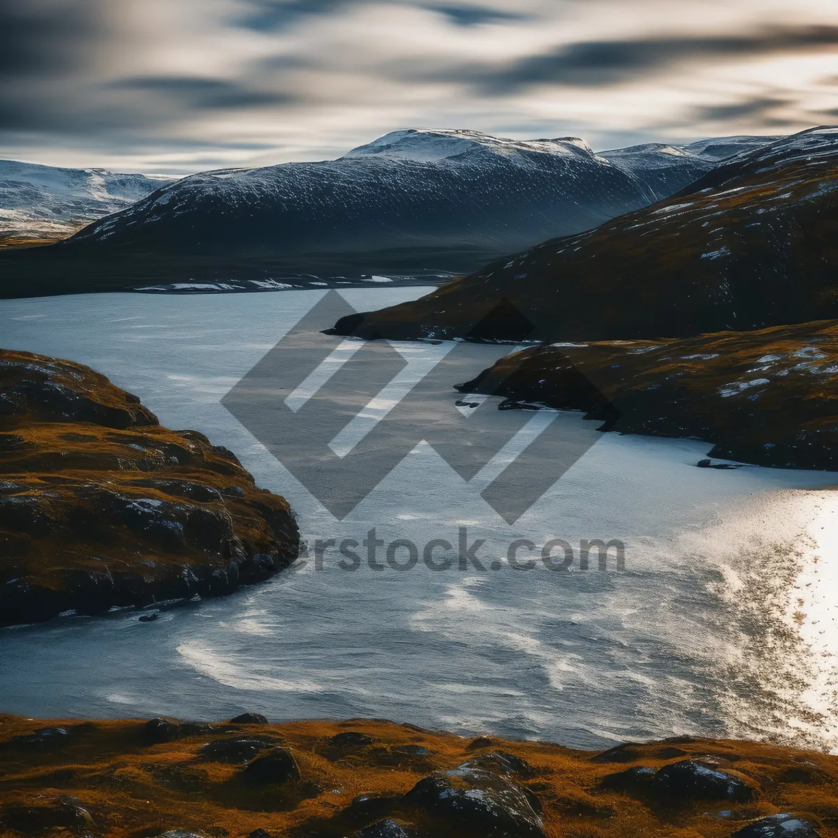 Picture of Sunset beach landscape with shipwreck in serene waters