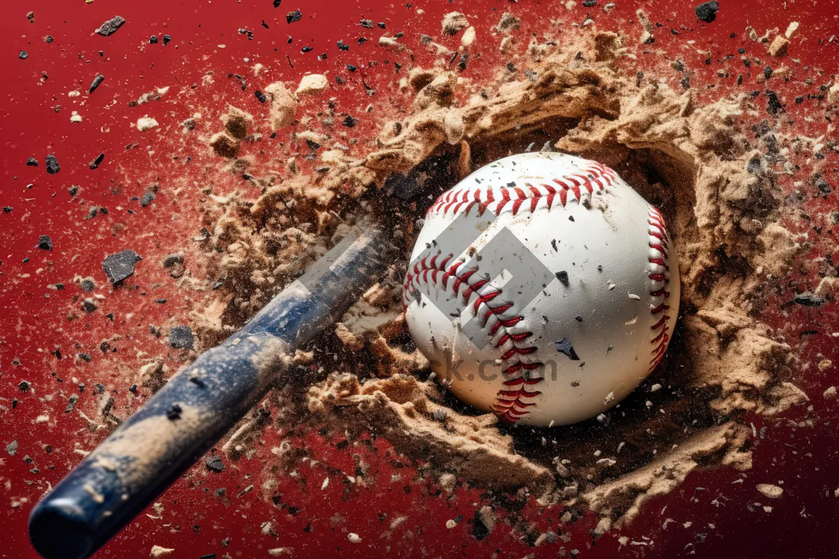 Picture of Round Leather Baseball on Grass Field