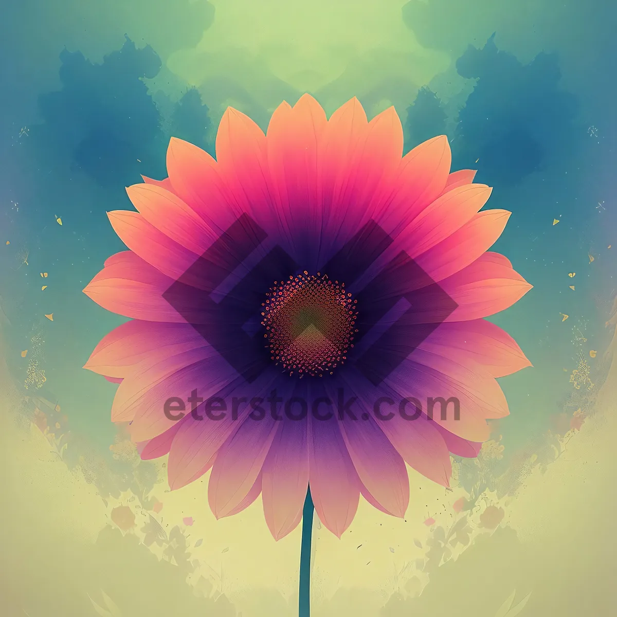 Picture of Lotus Floral Graphic Art with Star Decoration