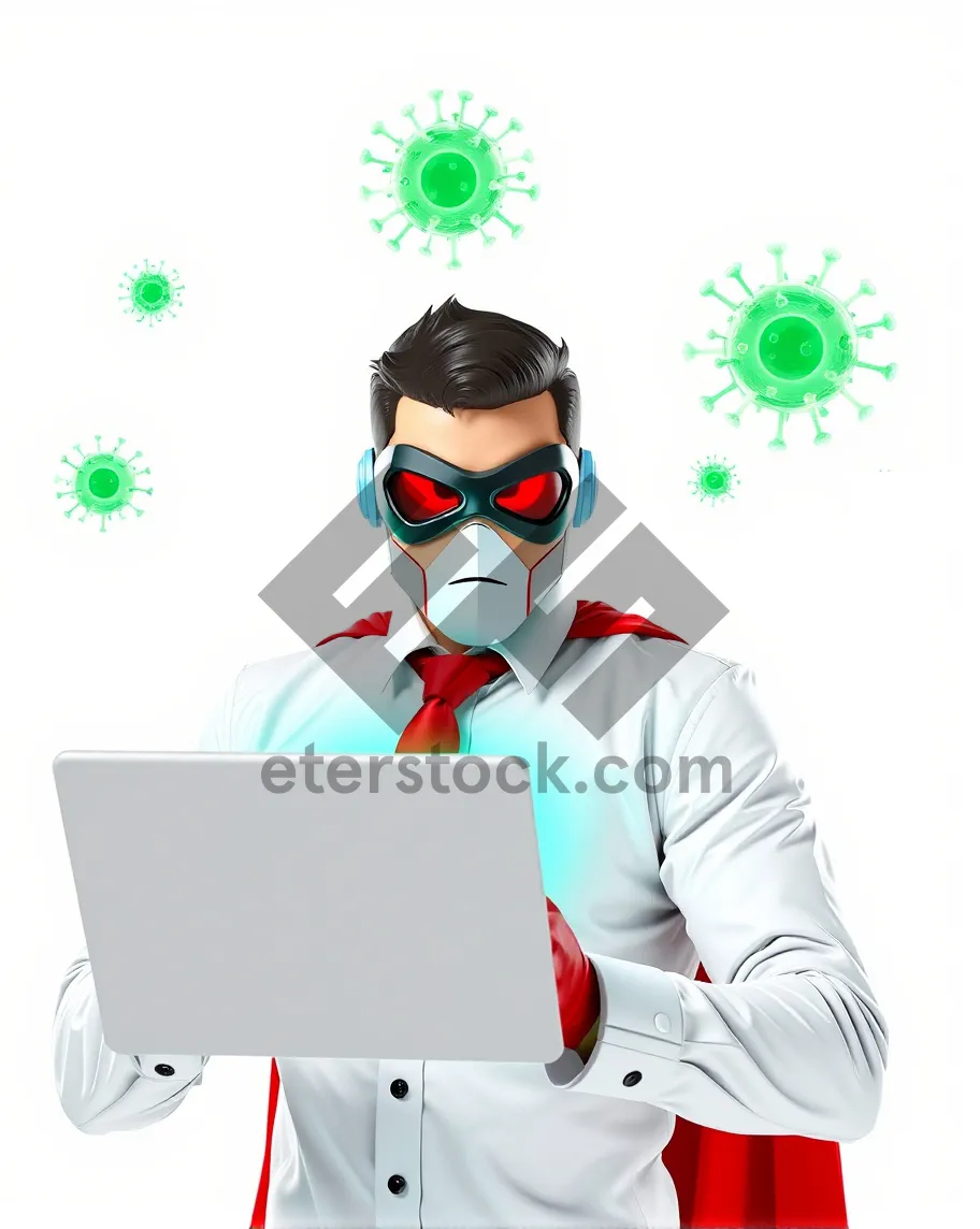 Picture of Cartoon boy with goggles, child clip art drawing.