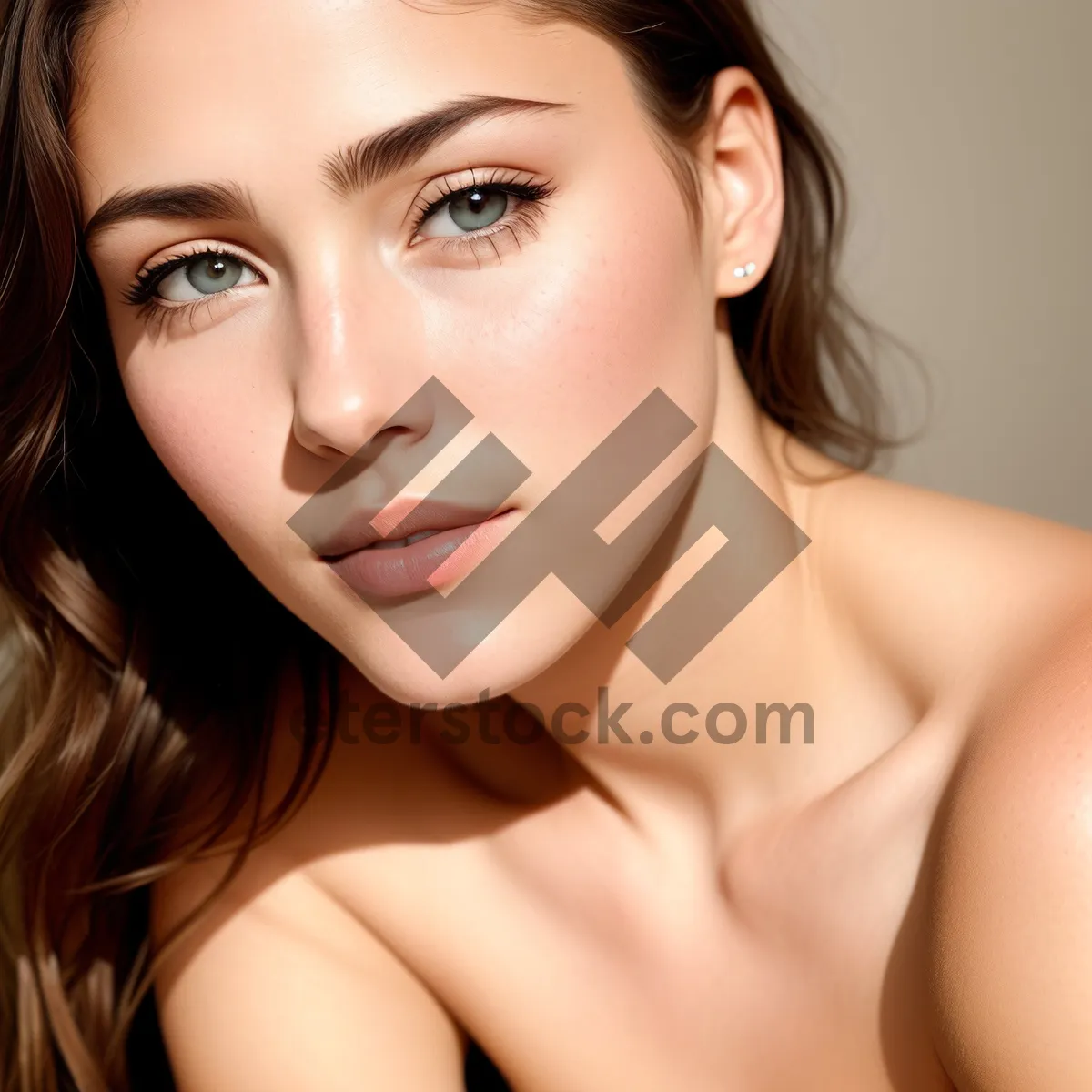 Picture of Stunning Brunette Model with Flawless Skin and Beautiful Hair