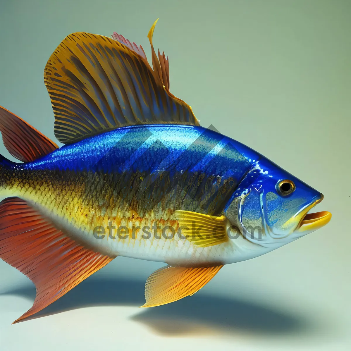 Picture of Vibrant Goldfish Swimming in Underwater Aquarium