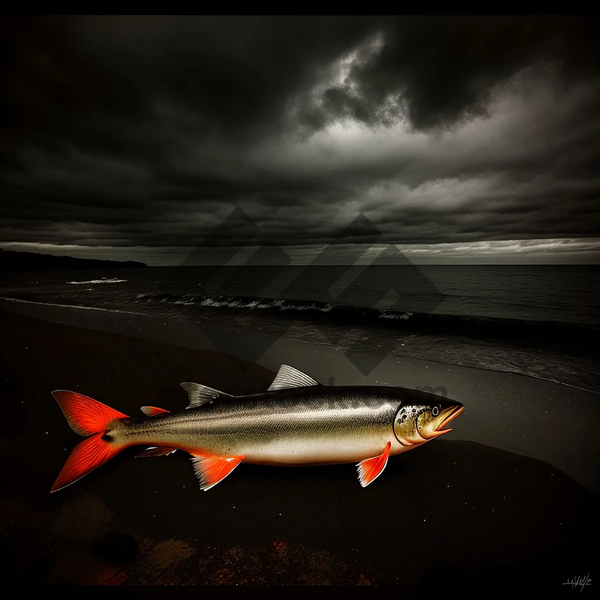 Picture of Coho Salmon Enjoying Serene Ocean Sunset