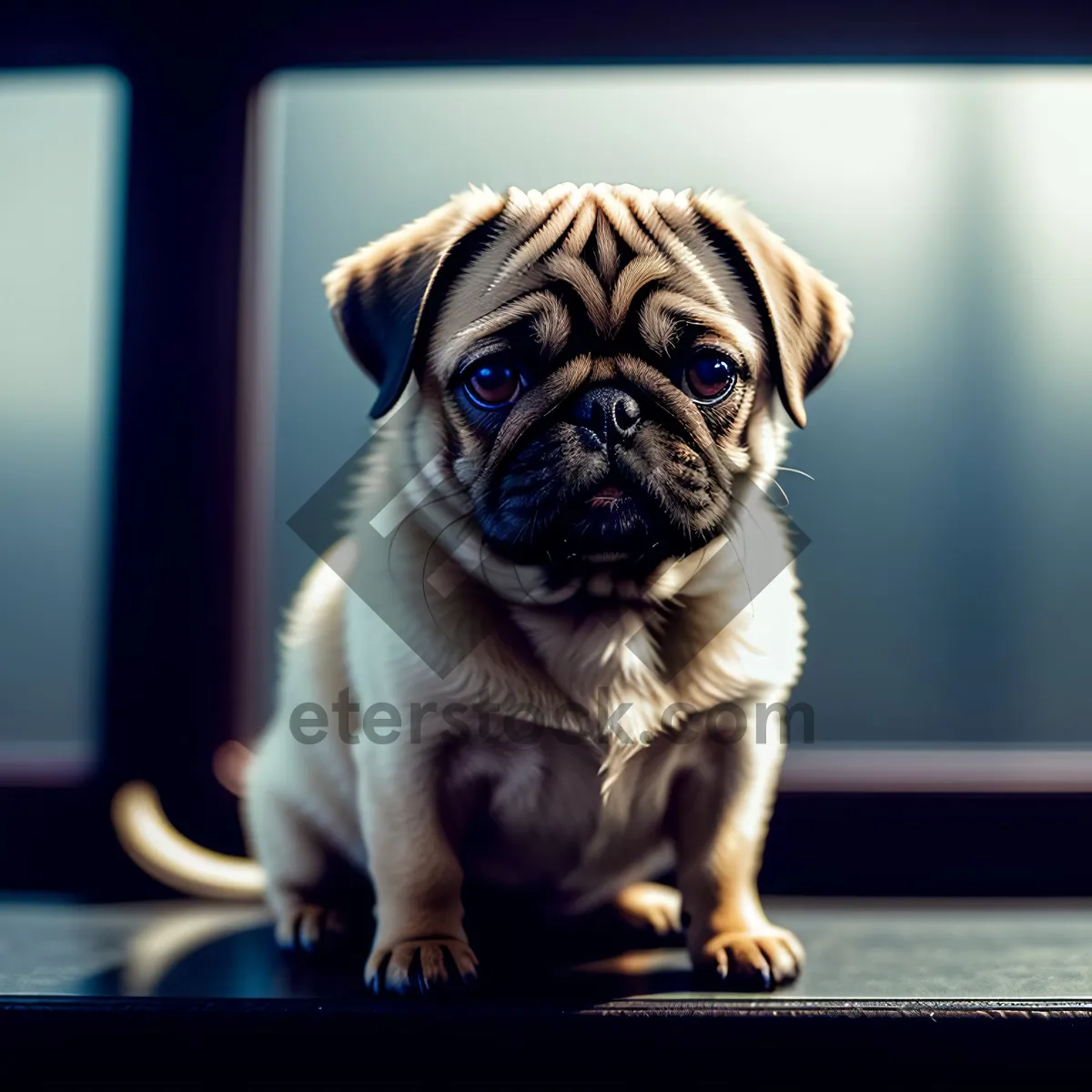 Picture of Cute Purebred Pug Puppy – Adorable Wrinkled Bulldog Friend