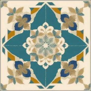 Vintage floral wallpaper pattern with ornate arabesque design.