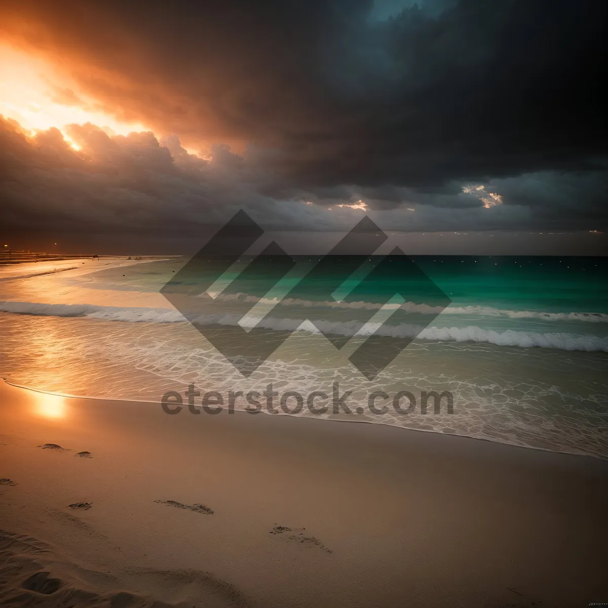 Picture of Golden Horizon: Serene Sunset Over Tropical Beach