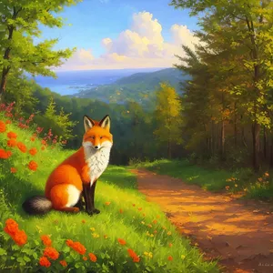 Autumn Fox in the Orange Forest