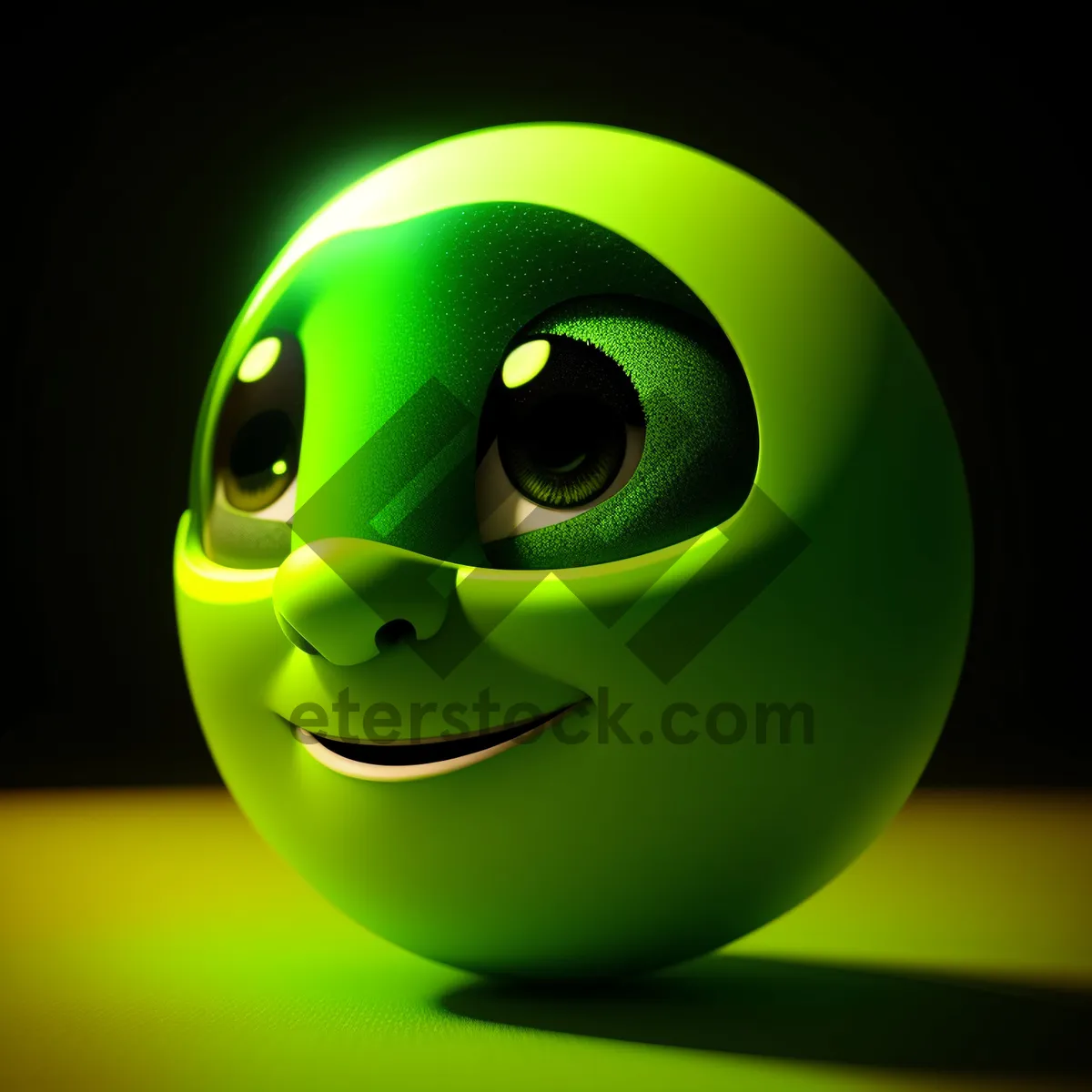 Picture of Smiling Cartoon Planet in Yellow Sphere
