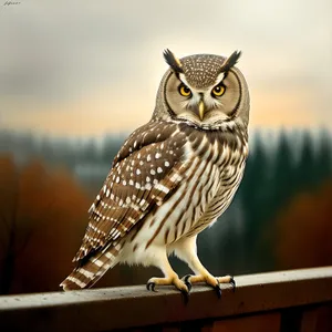 Majestic Owl Gazing Intensely with Piercing Yellow Eyes