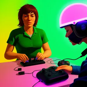 Dynamic DJ hosting live radio show with laptop