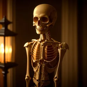 Anatomical Skull X-Ray: 3D Skeleton in Black Mask