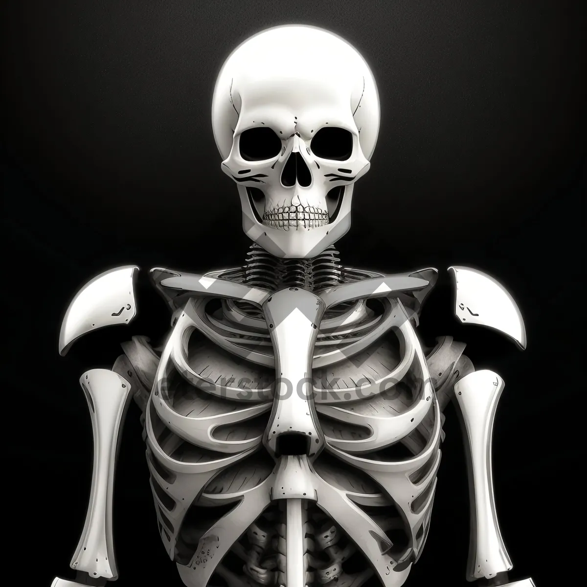 Picture of Spooky 3D Sculpted Skeleton Bust - Bone-chilling Horror Art