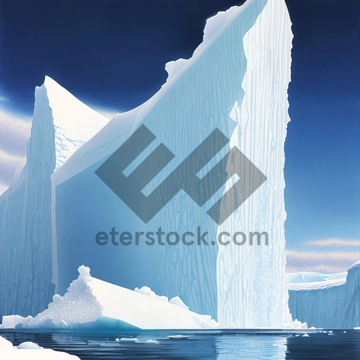 Picture of Frozen Arctic landscape with melting glacier and icy ocean