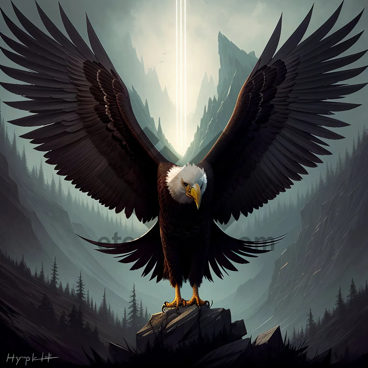 Picture of  Majestic Bald Eagle Soaring in the Sky