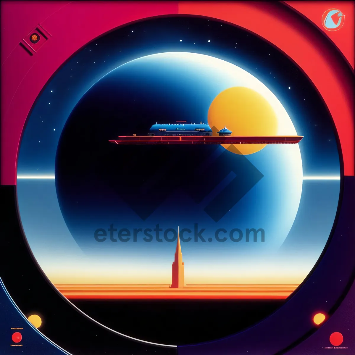 Picture of Shiny round analog clock icon with black bay