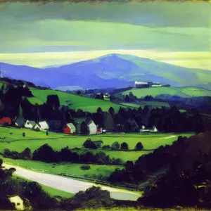 Summer Skyline: Serene Landscape with Rolling Hills and Trees