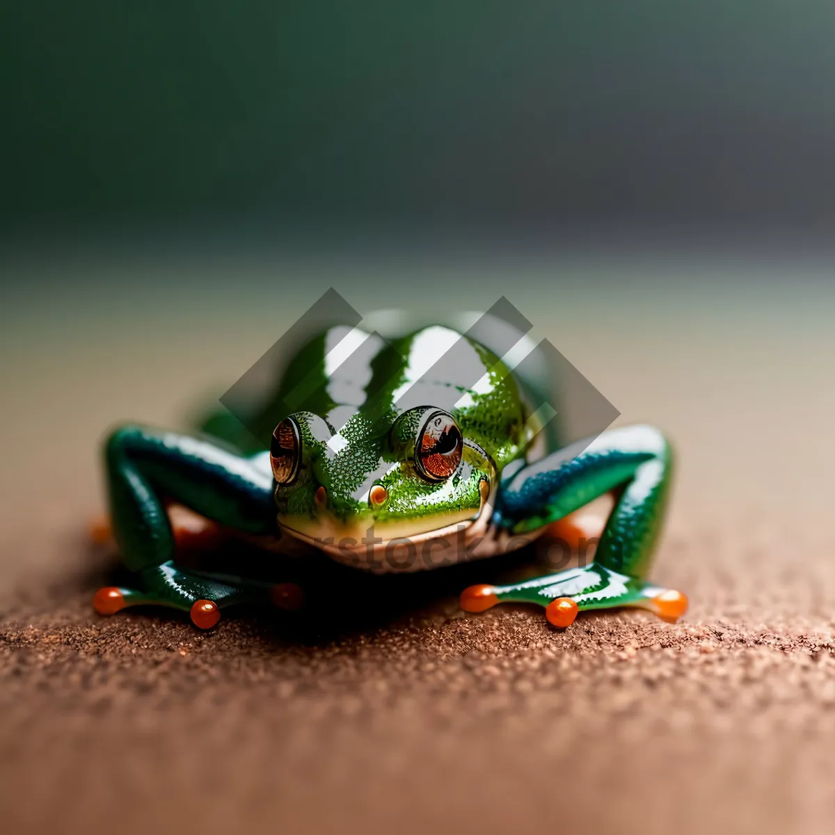 Picture of Vibrant-eyed Tree Frog Surrounded by Wildlife