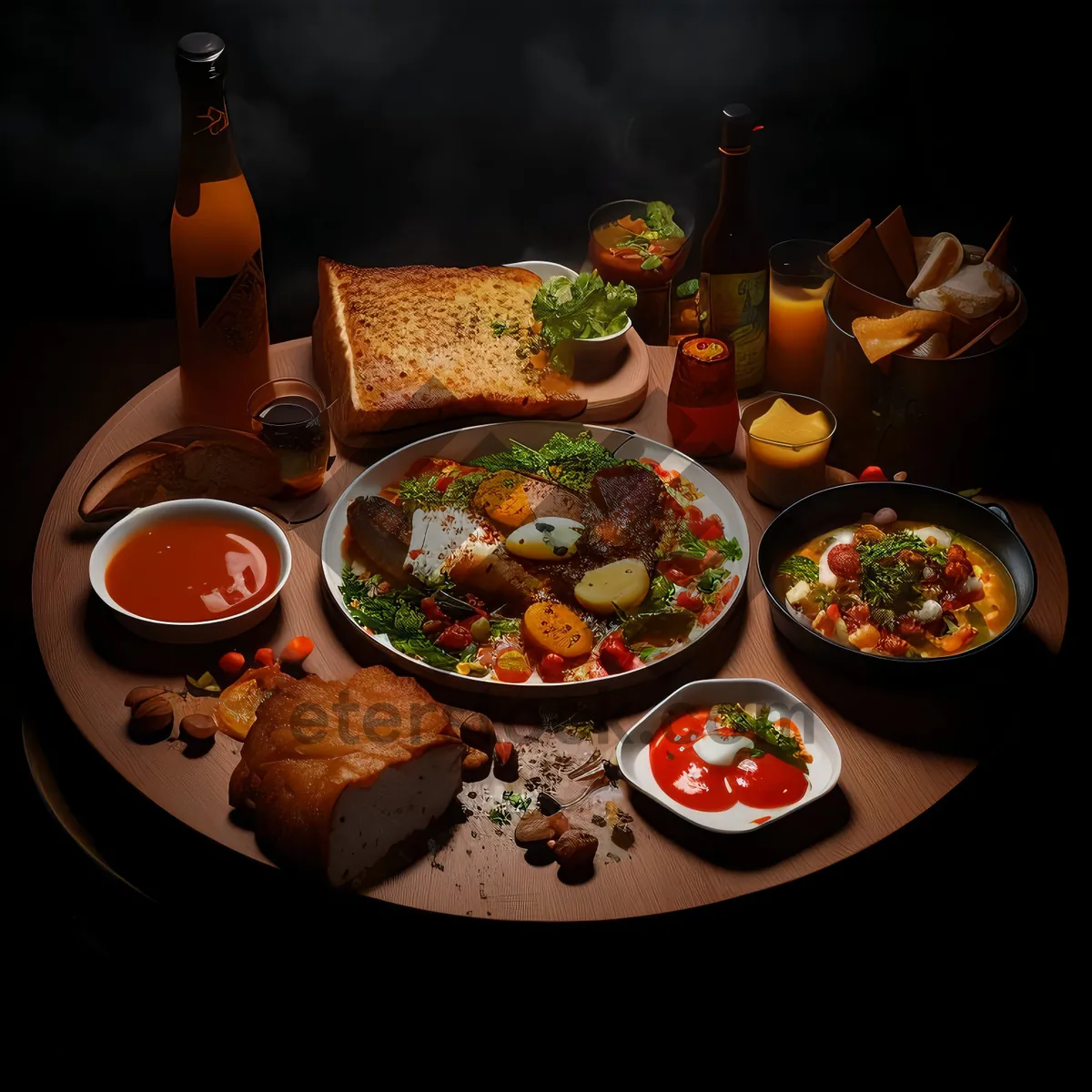 Picture of Fresh vegetable salad on a wooden board