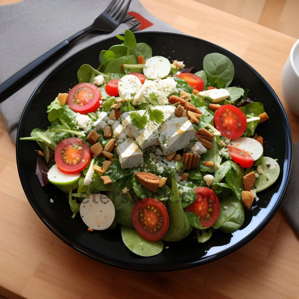 Picture of Fresh Salad Plate with Gourmet Cheese and Vegetables