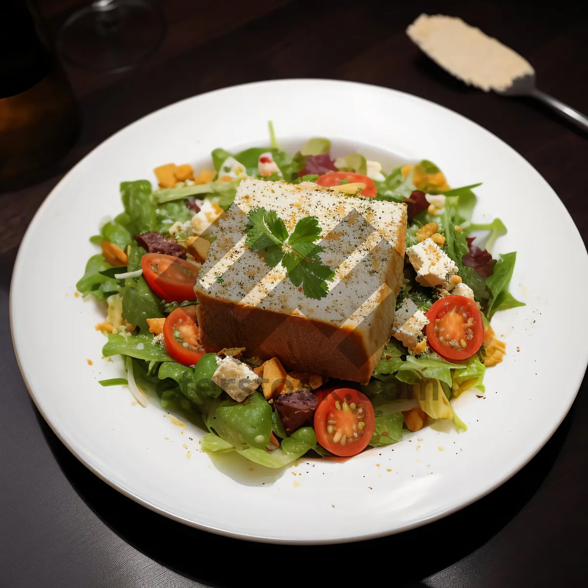 Picture of Delicious Gourmet Salad with Fresh Vegetables and Cheese
