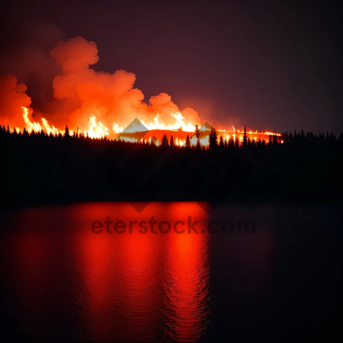 Picture of Fiery Sunset Over Water