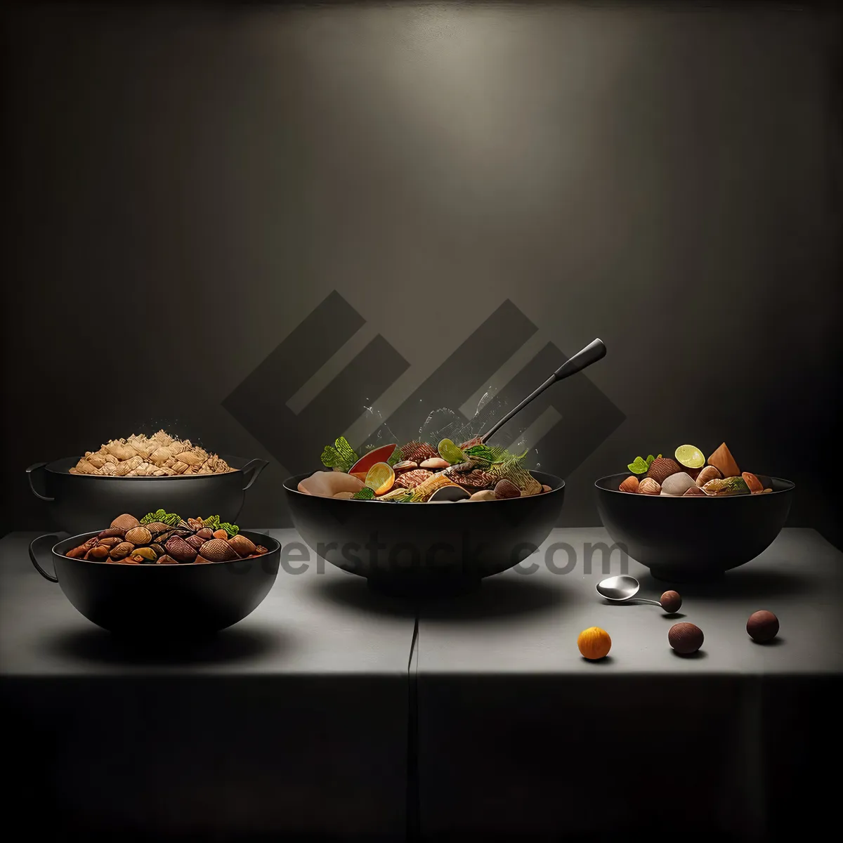 Picture of Hot and Healthy Cooking Utensils: Wok, Pan, Cup, Bowl, Glass