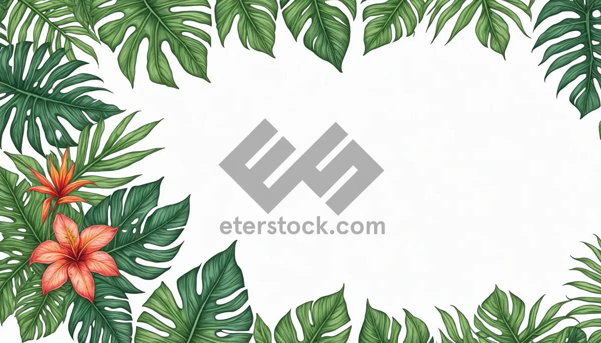 Picture of Floral Silhouette Border Frame with Evergreen Leaves
