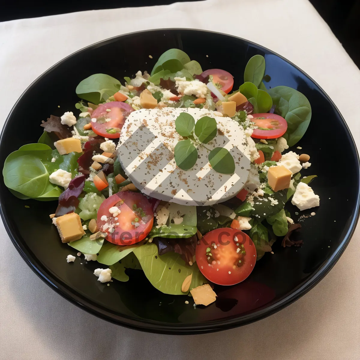 Picture of Gourmet Cheese Plate with Fresh Vegetables and Sauce