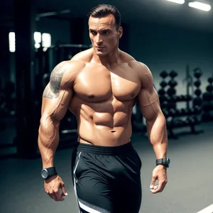 Muscular athlete posing in studio portrait