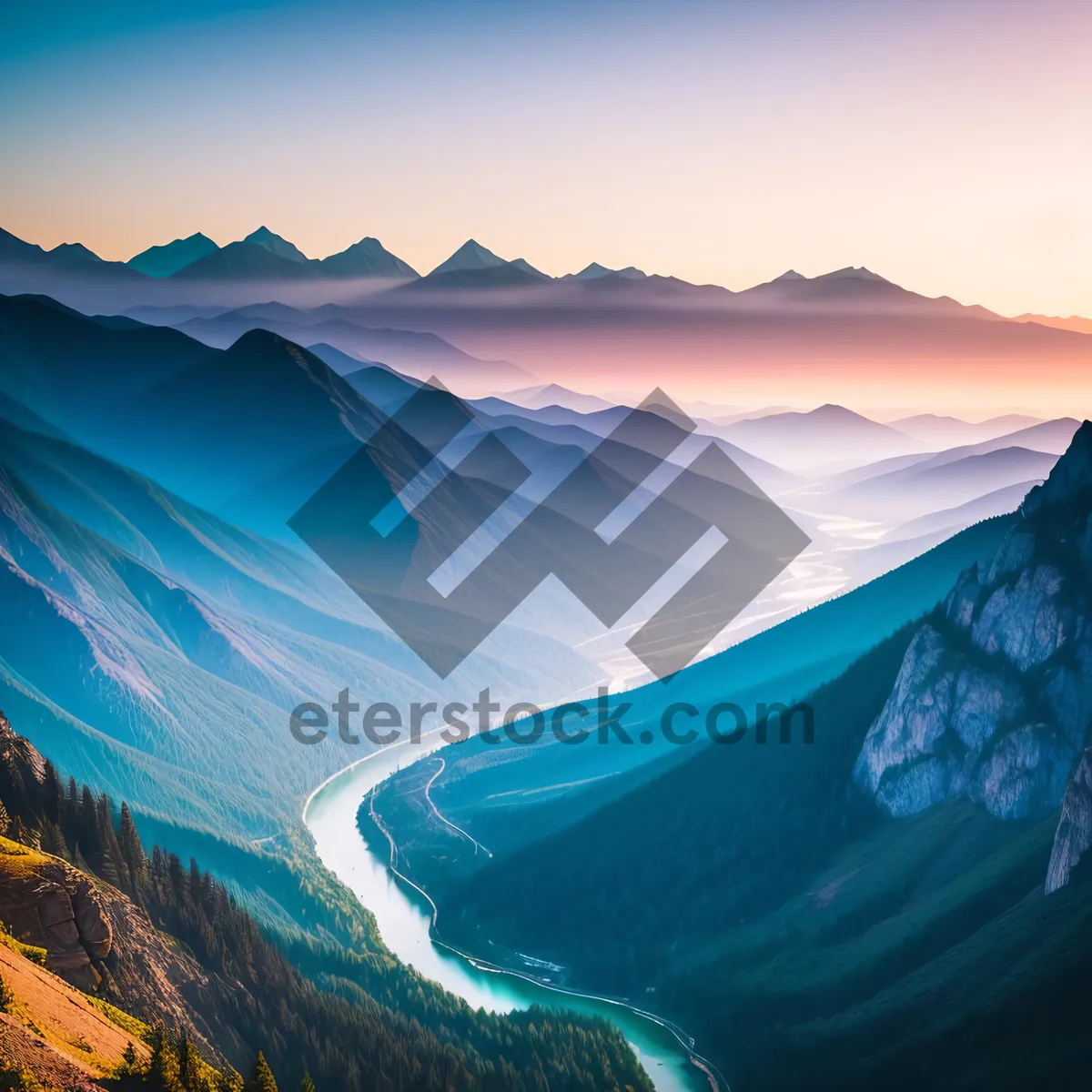 Picture of Summer Sunset Over Majestic Canyon Landscape