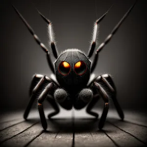 Black Widow Spider with Dark Wings and Intense Gaze