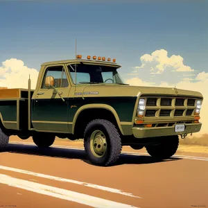 Vintage Pickup Truck cruising on the open road