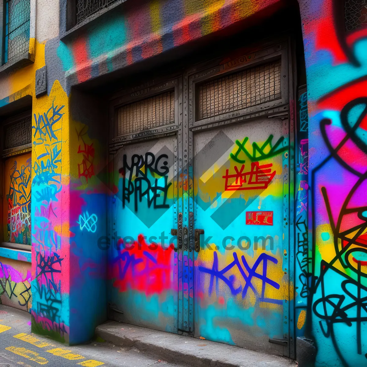 Picture of Urban Doorway with Decorative Graffiti