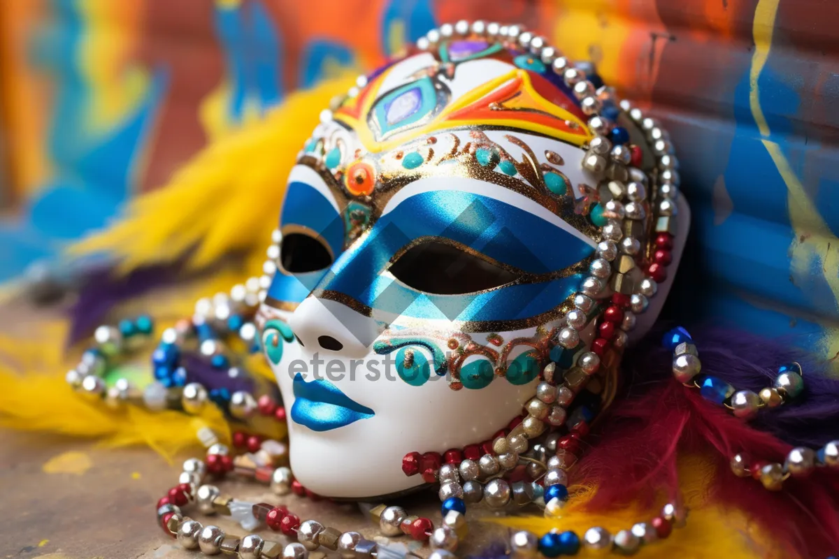 Picture of Venetian Lady in Masquerade Mask - Intriguing Carnival Portrait