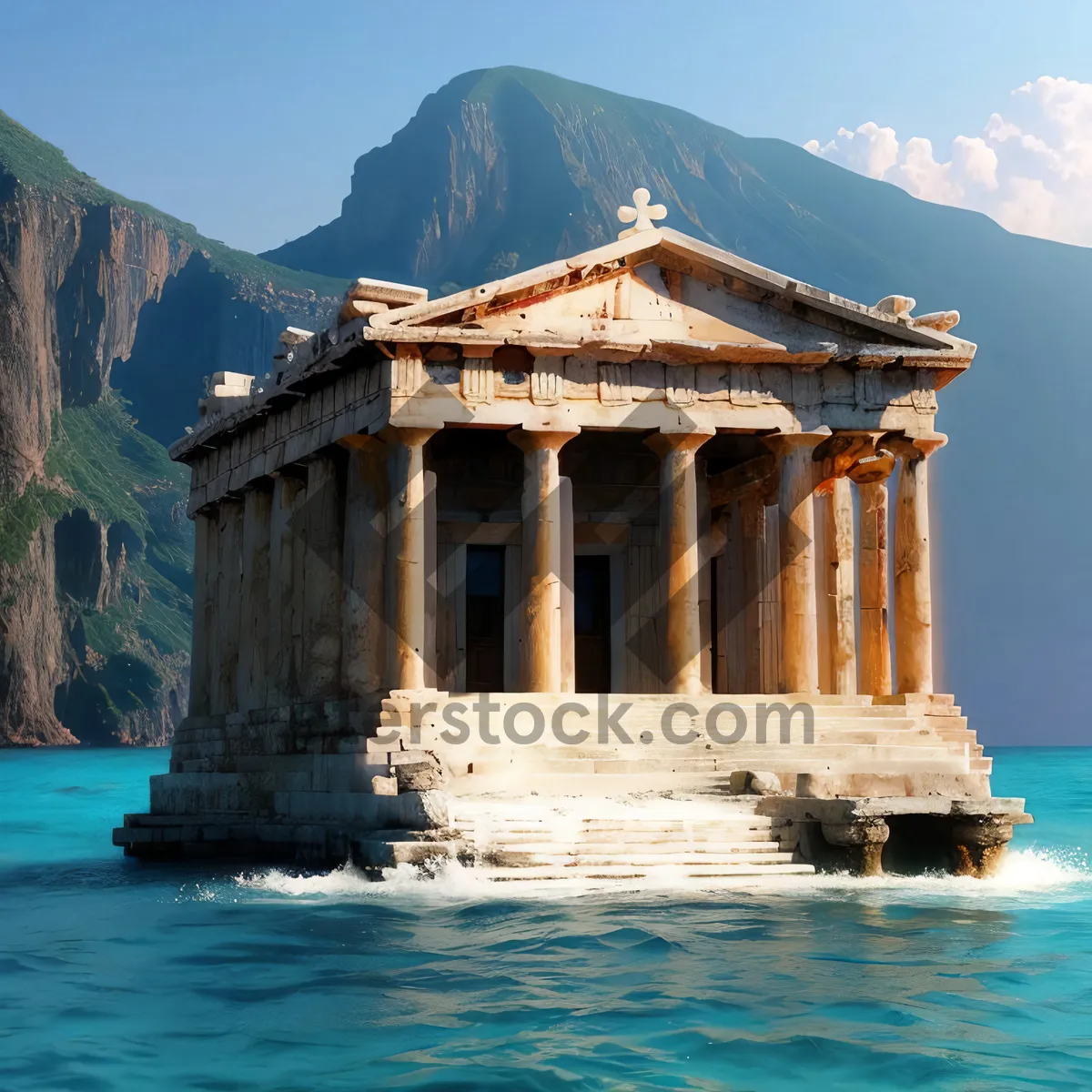 Picture of Ancient Temple in Historic City Skyline