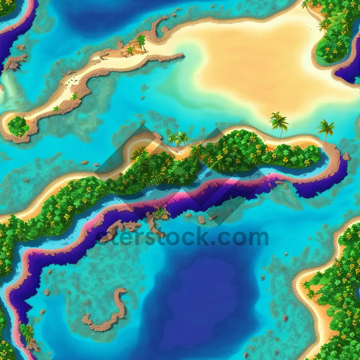 Picture of World Map with Archipelagos and Sea